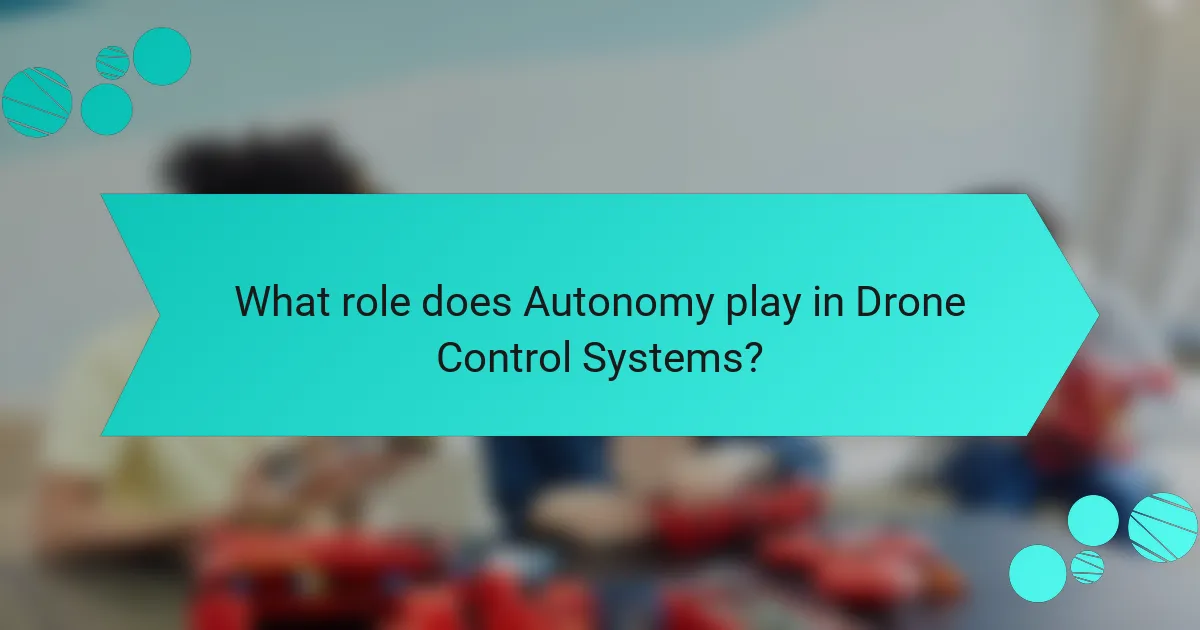What role does Autonomy play in Drone Control Systems?